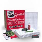 Show-me A4 Gridded Mini Whiteboards, Bulk Box, 100 Sets B/SQB