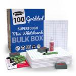 Show-me A4 Supertough Gridded Mini Whiteboards, Bulk Box, 100 Sets B/SRG