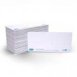 The photo shows a bundle of 100 drywipe flashcards from Eastpoint Lapboards. The cards are neatly organized in a pack and each one has a blank surface for writing and erasing. The background is a simple solid color, making the flashcards the main focus of the image.