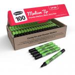 Show-me Box 100 Medium Tip Slim Barrel Drywipe Markers - Black CP100