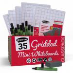 Show-me A4 Gridded Mini Whiteboards, Class Pack, 35 Sets C/SQB