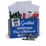 Show-me A4 Supertough Gridded Mini Whiteboards, Class Pack, 35 Sets C/SRG