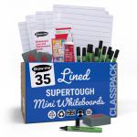 Show-me A4 Supertough Lined Mini Whiteboards, Class Pack, 35 Sets C/SRL