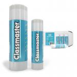 The photograph shows a pack of 100 Classmaster Educational Gluesticks from Eastpoint, each containing 40g of glue. Additionally, there are 4 free 115g gluesticks included. The pack is neatly organized and ready to be used for various adhesive needs.
