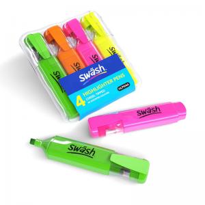 Swsh Premium Highlighters, Assorted, Wallet of 4 HLPW4A