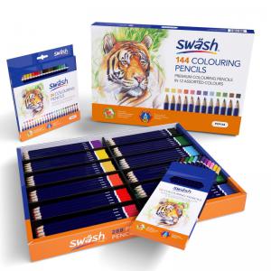 Swsh Premium Colouring Pencils, 12 Assorted Colours, Pack of 144
