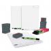 The Eastpoint Lapboards Show-me Kit features 10 A4 plain whiteboards with pen holders and printed rulers. Each board comes with pens and erasers, making it perfect for interactive learning or brainstorming sessions. The sleek white design and convenient accessories make the Show-me Kit a versatile tool for teaching and presentations.