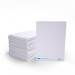 The picture shows a pack of 100 A4-sized Eastpoint Lapboards Show-me Supertough Plain Mini Whiteboards. The boards are white and have a glossy finish, making them durable and long-lasting. Each board has rounded corners and is designed for easy and comfortable use.