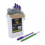 Swash Box 50 Handwriting Pens Black - With 5 Free Swash Premium Triangular Ballpoint Pens in Purple THW50BK