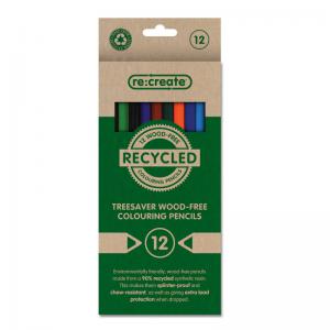 recreate Treesaver Colouring Pencils, 12 Assorted Colours, Pack of 12