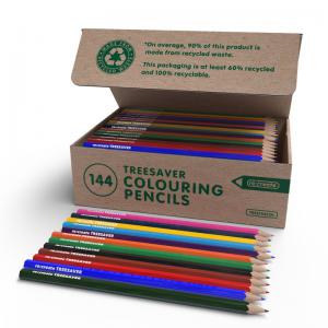 recreate Treesaver Colouring Pencils, 12 Assorted Colours, Pack of 144