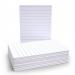In the photo, a pack of 100 Eastpoint Lapboards Show-me Lined Drywipe Boards is displayed. The boards are white with grey lines, and each one has a smooth surface for easy writing and erasing. The corner of the pack is slightly open, revealing the stacked boards inside.