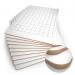 A picture of Eastpoint Lapboards Gridded MDF Drywipe Lapboards Pack of 10 WGFB10 shows 10 rectangular lapboards made from MDF material. Each lapboard has a clean, smooth surface with grid lines and is designed for dry erase markers. The pack contains 10 lapboards, all neatly stacked and ready for use. Variations of light and dark wood colors can be seen in the MDF material.