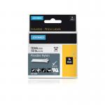 Dymo 18488 Rhino Nylon Tape 12mm x 3.5m Black on White S0718100 ES18758