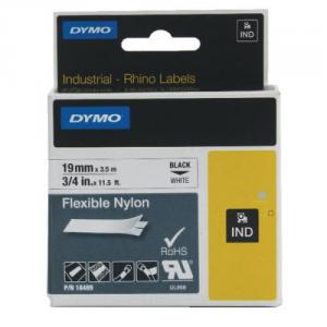 Dymo 18489 Rhino Nylon Tape 19mm x 3.5m Black on White S0718120