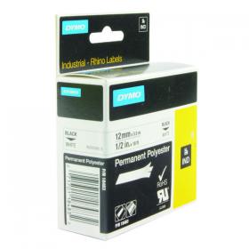 Dymo 18483 Rhino Polyester Tape 12mm x 5.5m White S0718210 ES18764