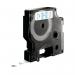 In the photograph, the Dymo label maker appears sleek and compact, with a blue and white label tape installed. The 9mm x 7m tape is neatly dispensed, showcasing crisp and legible text. The D1 label maker features an easy-to-use interface and a durable design.