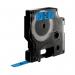 This picture shows a sleek Dymo label maker with a D1 label maker tape in black and blue. The label tape measures 9mm by 7m and is labeled with the code S0720710 and ES40916, making it easy to identify and use. The Dymo label maker is perfect for organizing your belongings and can easily create clear and professional-looking labels.