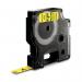 A close-up photograph of the Dymo Label Maker shows a compact and sleek machine with a label tape and bold, yellow and black font. The label tape reads Dymo 40918 D1 LabelMaker Tape and is 9mm wide and 7m long.