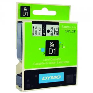 Dymo 43613 D1 LabelMaker Tape 6mm x 7m Black on White S0720780 ES43613