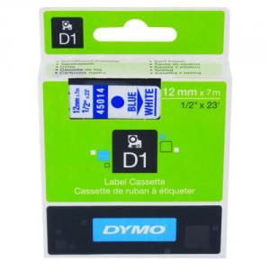 Dymo 45014 D1 LabelMaker Tape 12mm x 7m Blue on White S0720540 ES45014