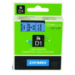 Dymo 45016 D1 LabelMaker Tape 12mm x 7m Black on Blue S0720560 ES45016