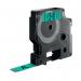 The Dymo D1 Label Maker Tape is 12mm wide and 7m long, with a bold black font on a vibrant green background. It is compatible with the Dymo Label Maker 45019, creating clear and professional-looking labels for any organization needs.