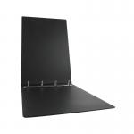 This picture shows a black Esselte 4 O-Ring Binder, with a 25mm width, made of durable polypropylene. It is designed in a landscape A3 format and features the Esselte logo on the spine. The binder has 4 rings and can hold a considerable number of papers securely.