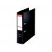 In the picture, there are 10 black polypropylene A4 lever arch files stacked neatly on a shelf. Each file has a 75mm wide spine and a label on the side with the Esselte logo. The files appear sturdy and well-organized for storing important documents.