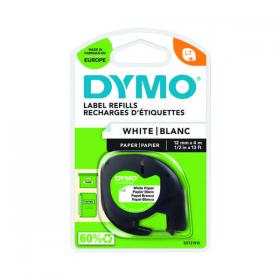 Dymo 91200 LetraTag Paper Tape 12mm x 4m White S0721510 ES91200