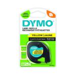 Dymo 91202 LetraTag Plastic Tape 12mm x 4m Yellow S0721620 ES91202