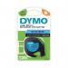 The photograph shows a selection of Dymo Label Tapes, specifically the LetraTag Plastic Tape in vibrant Ultra Blue, measuring 12mm x 4m. The tapes are neatly arranged and ready to be used with Dymo label makers. Bold and eye-catching, this tape is sure to make labeling tasks a breeze.