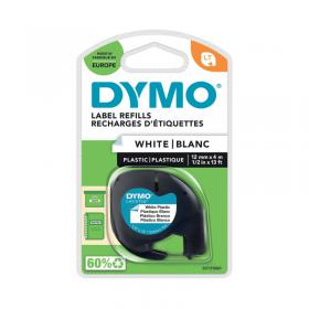 Dymo LetraTag Plastic Tape 12mm x 4m White PRL S0721660 ES91221