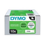 Dymo D1 LabelMaker Tape 12mmx7mm Black on White (Pack of 10) 2093097 ES93097