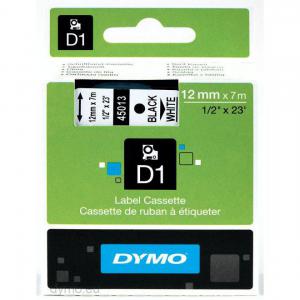 Dymo D1 LabelMaker Tape 12mmx7mm Black on White Pack of 10 2093097
