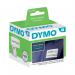 The photograph shows a Dymo Label Writer with a pack of 220 Dymo 99014 LabelWriter Labels, measuring 54mm x 101mm, in black on a white background. The labels are neatly stacked and the label writer is ready for use.