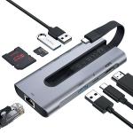 ESR 8-in-1 Portable USB-C Hub Grey 6A001 ESR16509