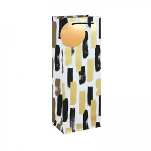 Eurowrap Mono Paint Strokes Bottle Bag White Pack of 12 37010-4C