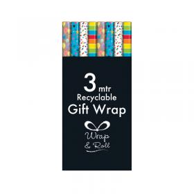 Eurowrap Generic Giftwrap Paper 3m Assorted Pack of 49 37094-GWC EU24564