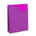 Striped Gift Bag Large Pink/Silver (Pack of 6) 26652-2