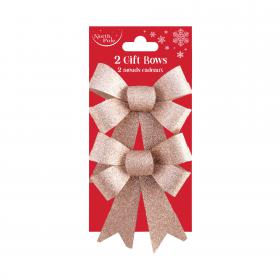 Eurowrap 2 Glitter Bow Rose Gld Pk6