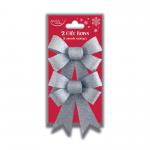 Eurowrap 2 Glitter Bows Silver Pk6