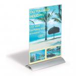 Durable Presenter Sign and Literature Holder Desktop Acrylic with Metal Base A4 Clear - 858919 10132DR