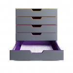 Durable VARICOLOR 5 Drawer Unit - Desktop Drawer Set with 5 Colour Coded Draws - Perfect for Storing Documents and Paperwork - 760527 10139DR