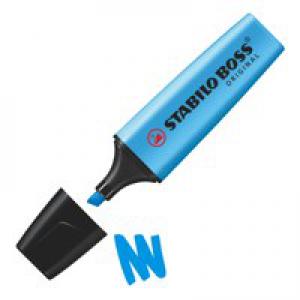 STABILO BOSS ORIGINAL Highlighter Chisel Tip 2-5mm Line Blue Pack 10 -