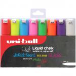 uni Chalk Marker Chisel Tip Broad Assorted Colours (Pack 8) - 153494343 10221UB