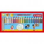 STABILO woody 3 in 1 Colouring Pencil Paint Brush and Sharpener Set Assorted Colours (Pack 18) - 88018-3 10479ST