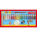 STABILO woody 3 in 1 Colouring Pencil Paint Brush and Sharpener Set Assorted Colours (Pack 18) - 880/18-3 10479ST