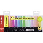 STABILO BOSS ORIGINAL Highlighter Deskset Chisel Tip Assorted Colours (Pack 15) 7015-01-5 10647ST