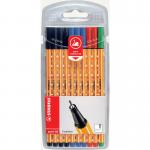 STABILO point 88 Fineliner Pen 0.4mm Line Assorted Office Colours (Wallet 10) - 87-1468 10654ST